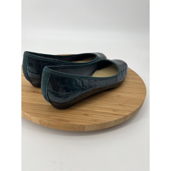 Lands End Dark Green Patent Leather Flats Slip On 8 B Women - Picture 4 of 11